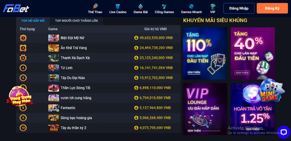 Thưởng nạp lần đầu uw99